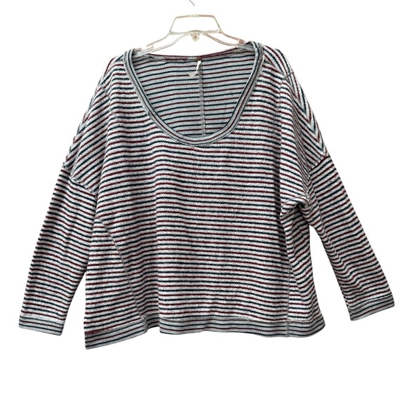 Free People Tops - Free People Striped Long Sleeve Knit Top boxy Oversized size Medium